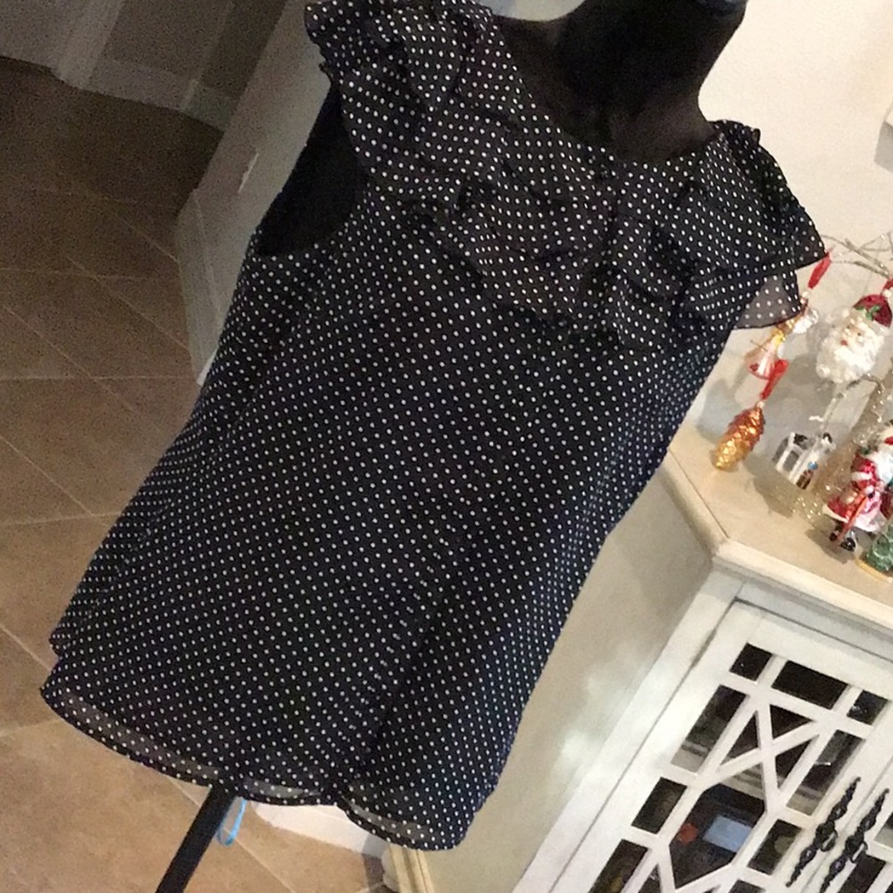 Ann Taylor Black and White Polka Dot Top